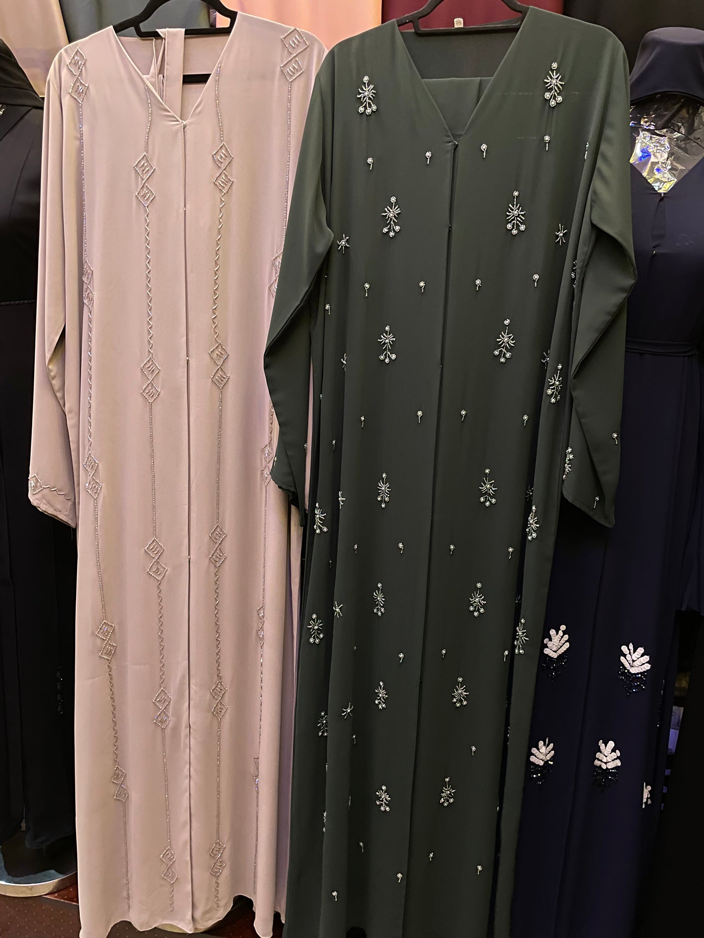 Dark Green Double Chiffon Abaya