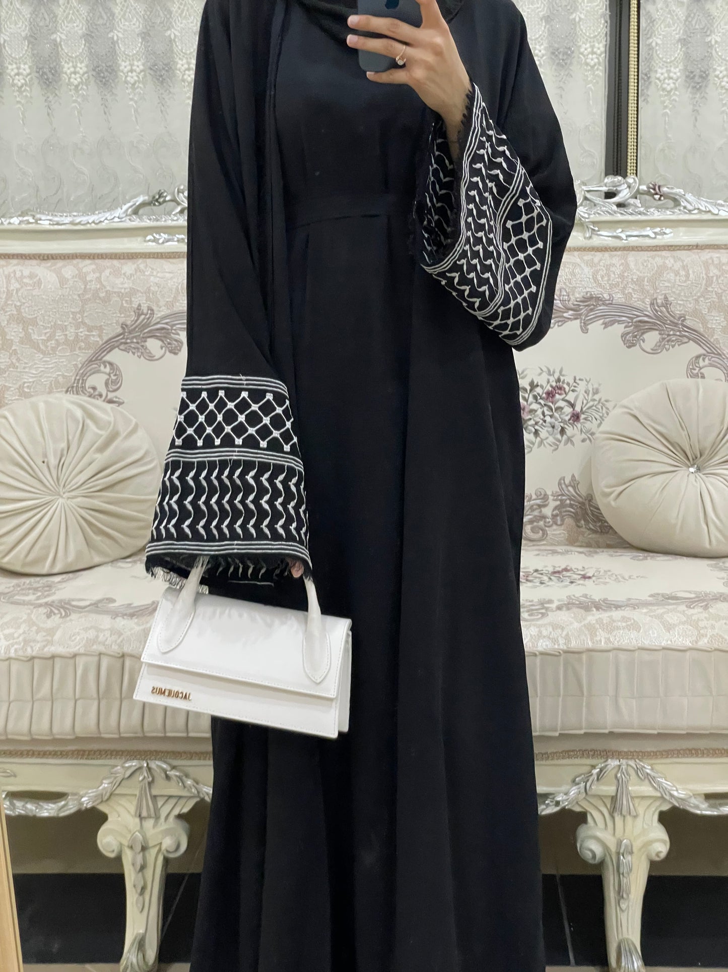 Black Keffiyeh Abaya with Inner