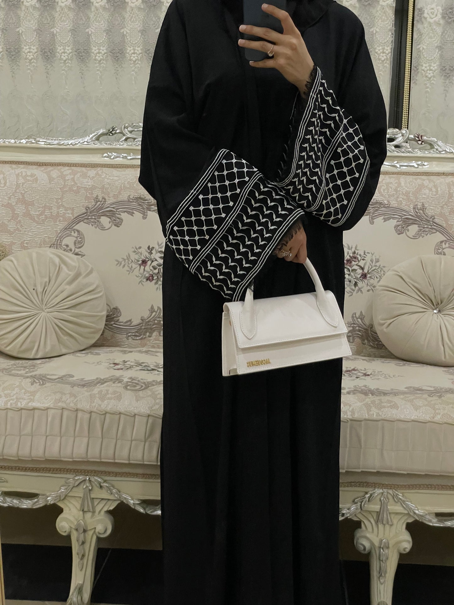 Black Keffiyeh Abaya with Inner