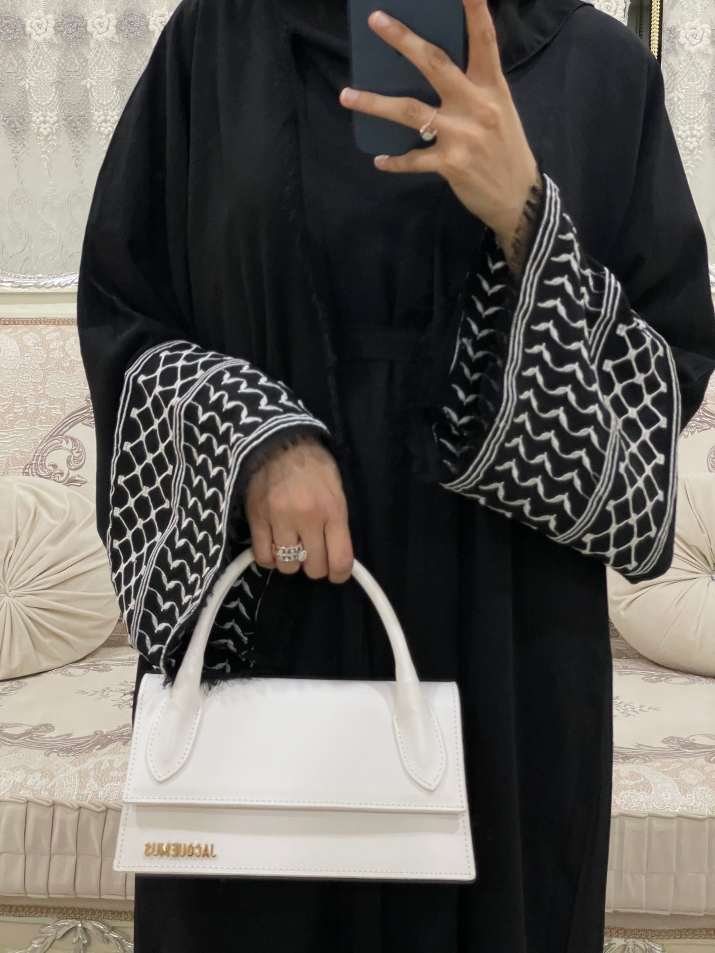 Black Keffiyeh Abaya with Inner