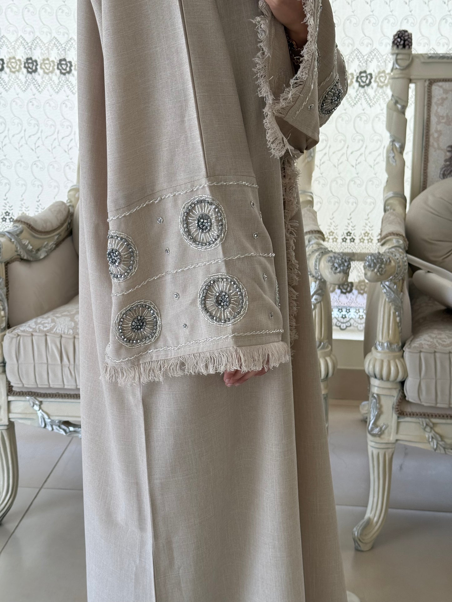 Rabiyah Cream Handwork Abaya