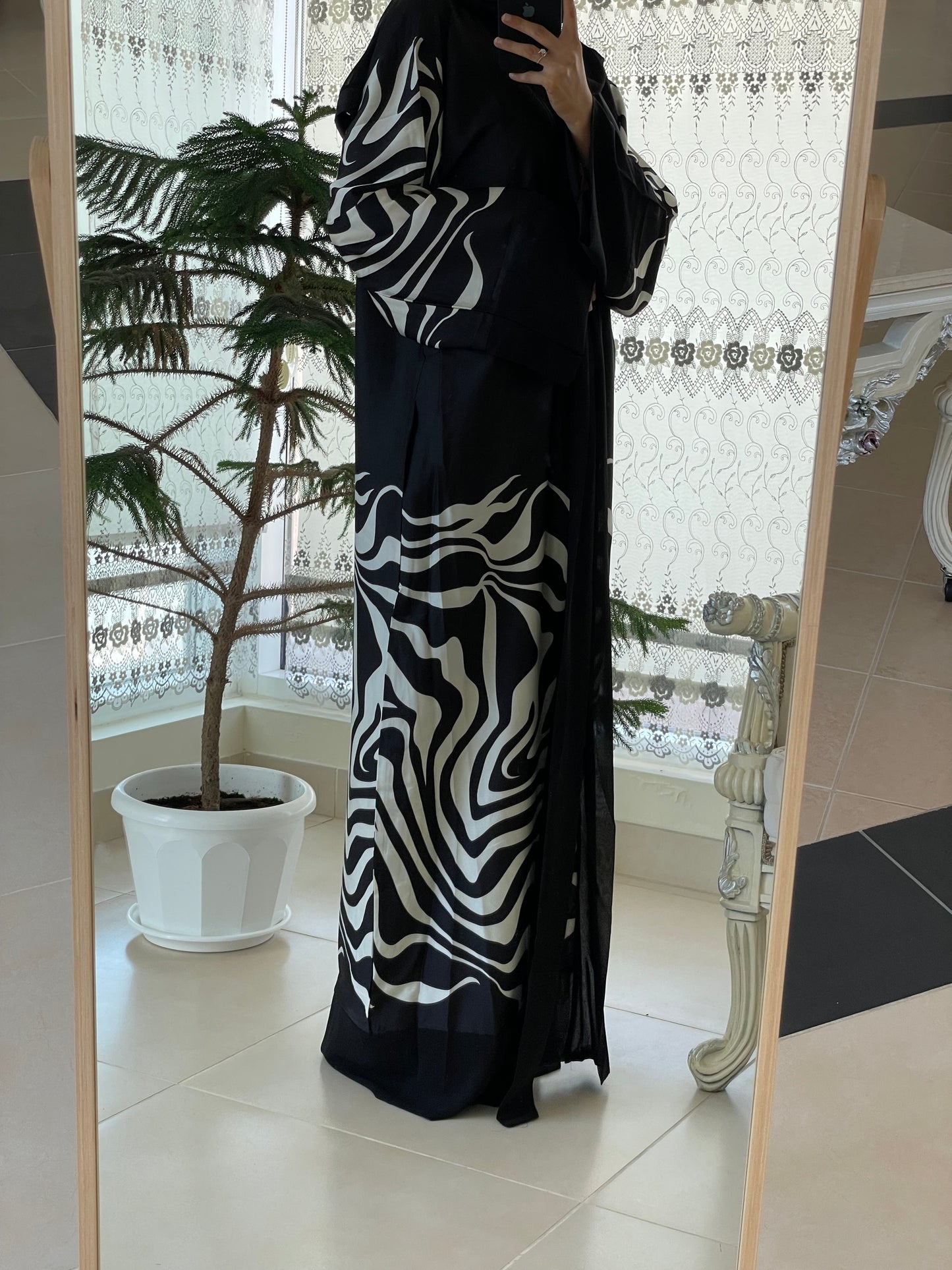 Wave Silk Satin Kimono