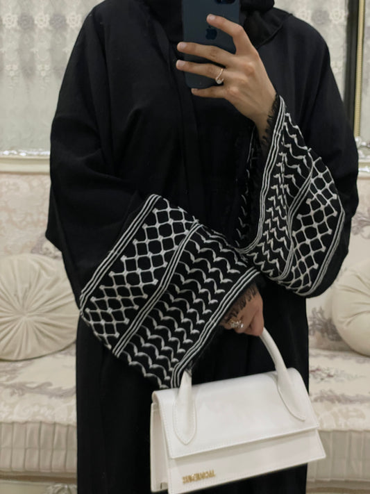 Black Keffiyeh Abaya with Inner